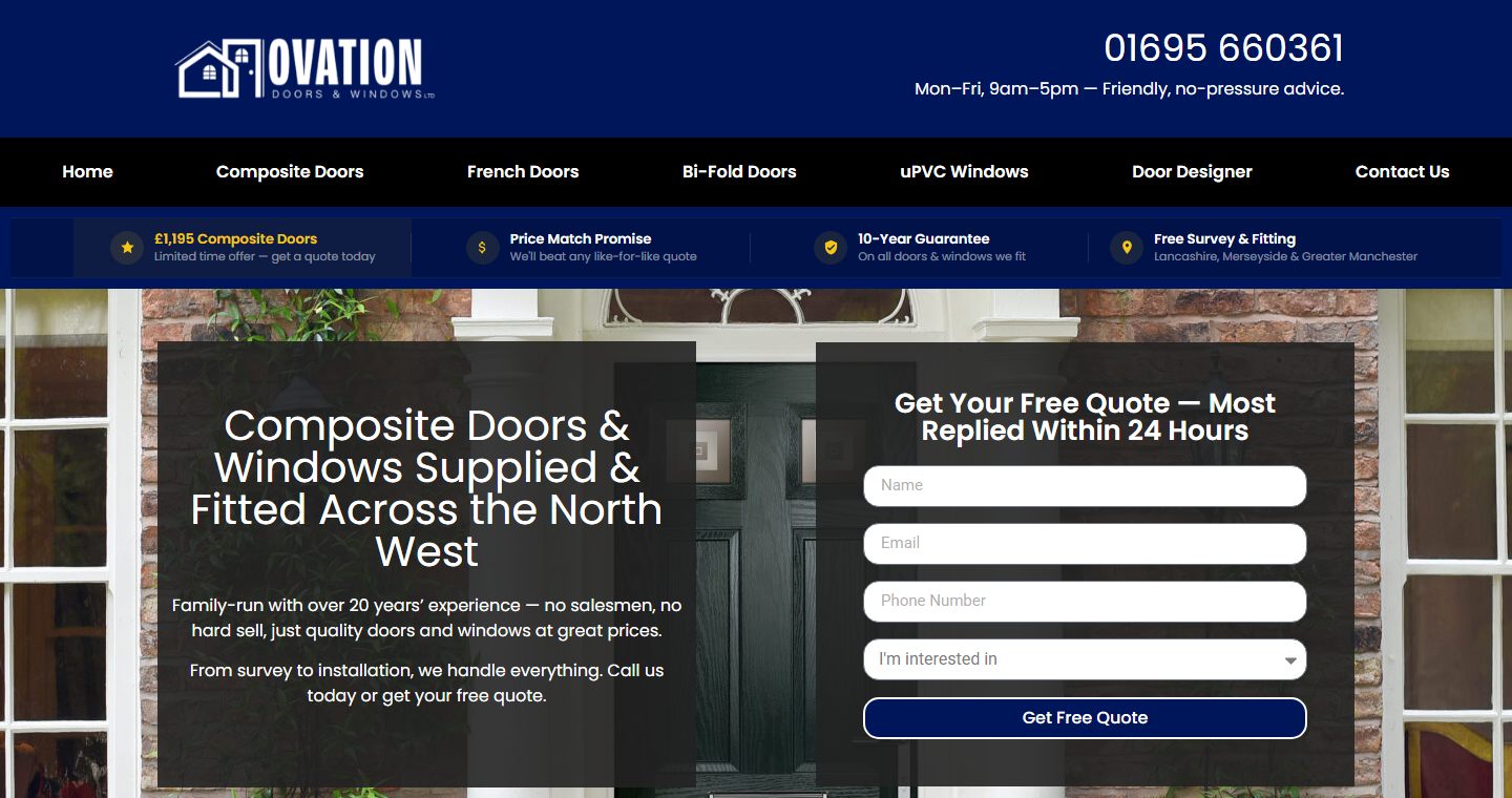 Ovation Doors & Windows website
