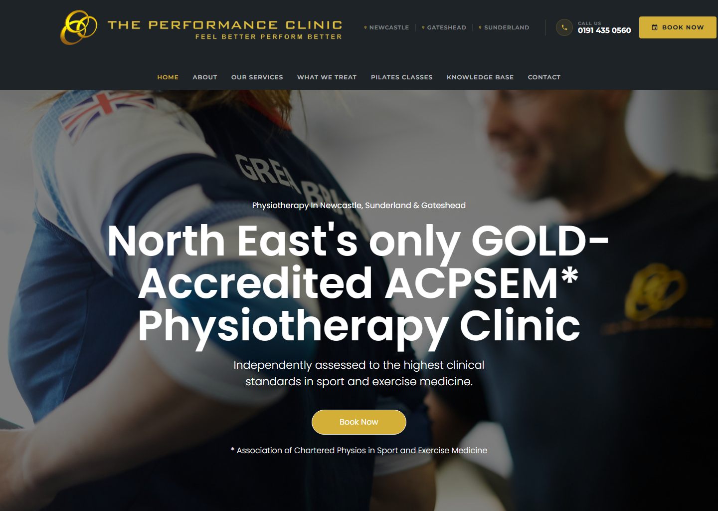 The Performance Clinic website on desktop
